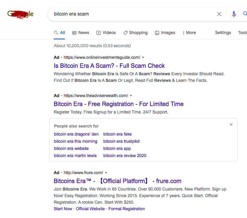 Bitcoin Scammer Google Ads March 2021